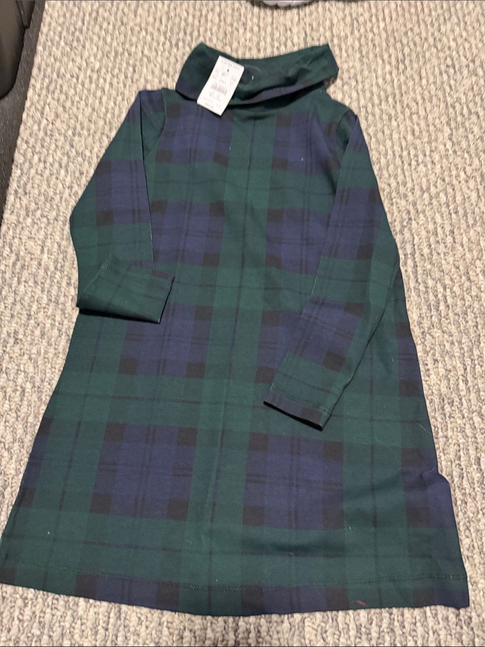 Crewcuts Green & Navy Plaid Long-Sleeve Casual Dress